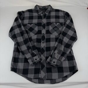 Harley Davidson Men's Black/Grey Flannel Button Up Shirt, Size Medium
